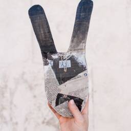 Paper Mache Rabbit Head Wall Decor, Nursery Faux Taxidermy - thumbnail 2
