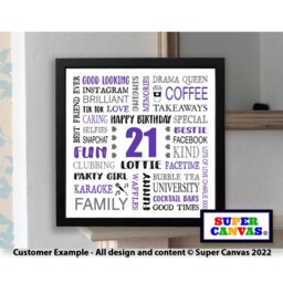Happy 21st Birthday Personalised Handmade Best Friend Son Daughter Grandson Granddaughter Custom Framed Word Art Print Gift - thumbnail 2