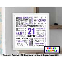 Happy 21st Birthday Personalised Handmade Best Friend Son Daughter Grandson Granddaughter Custom Framed Word Art Print Gift - thumbnail 1