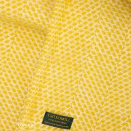Yellow Herringbone Wool Blanket - 100% Pure & Throws Made in England Housewarming Gift - thumbnail 4