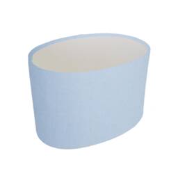 Light Blue Oval Drum Lampshade, Cotton With White Lining - thumbnail 1