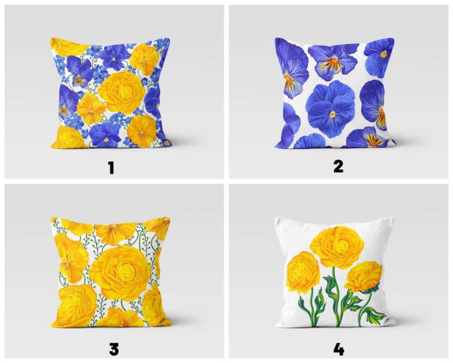 Yellow Rose Cushion Cover, Modern Floral Pillow Case, Lilac Flower Living Room Decor, Bedroom Throw Top, New Home Present - image 1