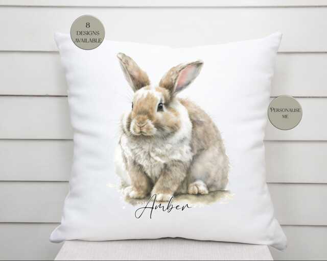 Personalised Watercolour Bunny Cushion - Nursery D??cor Home Custom Rabbit Pillow - image 1