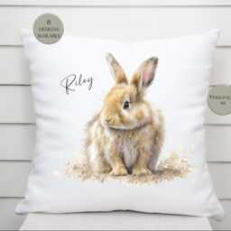 Personalised Watercolour Bunny Cushion - Nursery D??cor Home Custom Rabbit Pillow - thumbnail 2