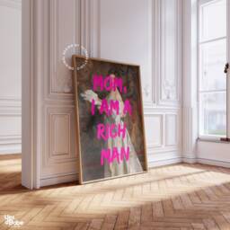 Mom I Am A Rich Man, Altered Art Print, Maximalist Wall Art, Feminist Hot Pink Girl Power Prints, Eclectic Decor, Gift - thumbnail 2