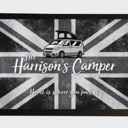 Personalised Campervan Door Mat - Union Jack Flag 60 X 40 cm Large Van Life Accessories - thumbnail 2