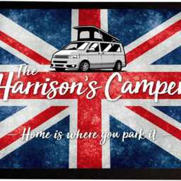 Personalised Campervan Door Mat - Union Jack Flag 60 X 40 cm Large Van Life Accessories - thumbnail 3