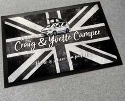 Personalised Campervan Door Mat - Union Jack Flag 60 X 40 cm Large Van Life Accessories - thumbnail 1