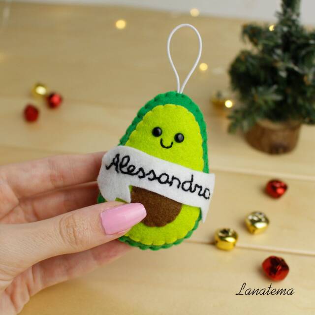Avocado Ornament Personalized With Name Avocado Lover Gift Baby First Christmas Ornament, Guacamole Vegan Girlfriend Couples Decoration - image 1