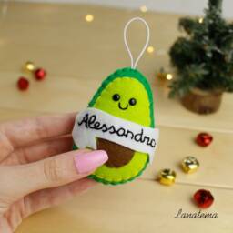 Avocado Ornament Personalized With Name Avocado Lover Gift Baby First Christmas Ornament, Guacamole Vegan Girlfriend Couples Decoration - thumbnail 1