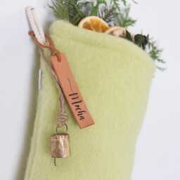 Personalized Wool Christmas Stocking Handmade Upcycled Blanket, Hygge Decor - thumbnail 3