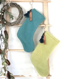 Personalized Wool Christmas Stocking Handmade Upcycled Blanket, Hygge Decor - thumbnail 2