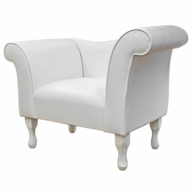 Handmade White Vinyl Chaise Lounge Chair British Design - image 1