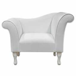 Handmade White Vinyl Chaise Lounge Chair British Design - thumbnail 2