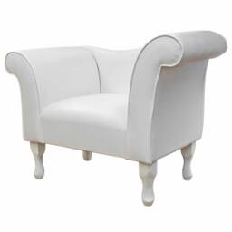 Handmade White Vinyl Chaise Lounge Chair British Design - thumbnail 1