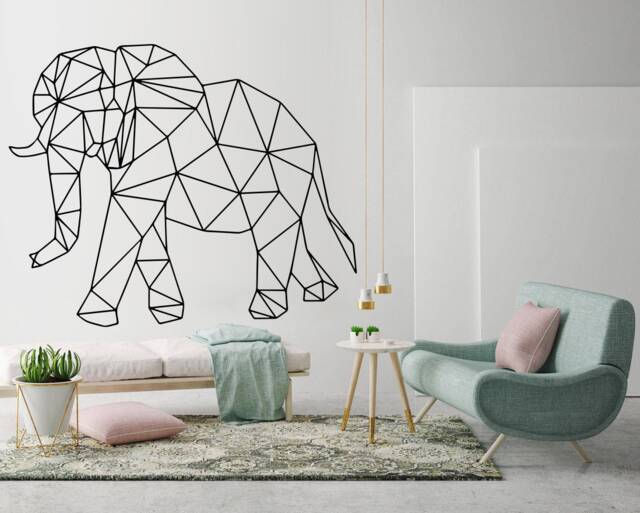 Geometric Elephant Wall Decal Modern Animal Outline Art - image 1