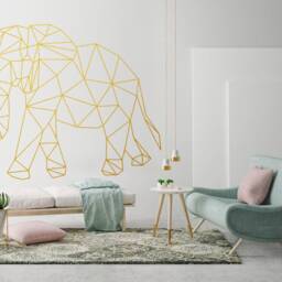 Geometric Elephant Wall Decal Modern Animal Outline Art - thumbnail 4
