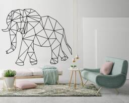 Geometric Elephant Wall Decal Modern Animal Outline Art - thumbnail 1