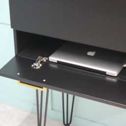 Mid Century Inspired Secretary Desk - Black & Gold Bespoke Build Bureau, Hudson - thumbnail 4
