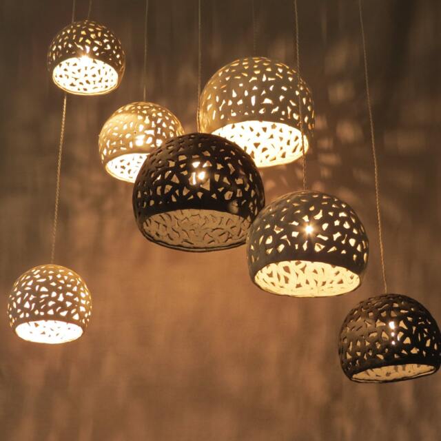 Pendant Lights, Ceramic Lighting, 7 Ceiling Shades, Hanging Lights Fixture, Ceiling Modern Chandelier, Living Dining Rooms. Clay - image 1