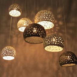 Pendant Lights, Ceramic Lighting, 7 Ceiling Shades, Hanging Lights Fixture, Ceiling Modern Chandelier, Living Dining Rooms. Clay