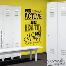 Be Active Healthy Happy Wall Quote Decal, Sport Vinyl Lettering , Inspirational Decor - thumbnail 2