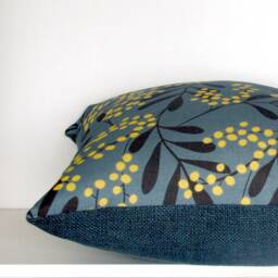 Wattle Design Linen/Cotton Cushion Cover With Ocean Linen Blend Reverse, Australian Botanical - thumbnail 2
