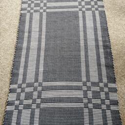Grey Log Cabin Cotton Rug. Dark One Side - Light Side. #1607 - thumbnail 2