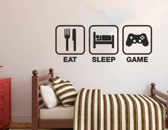 Eat Sleep Game Vinyl Wall Decal Gaming Room Decor 2913 - image 1