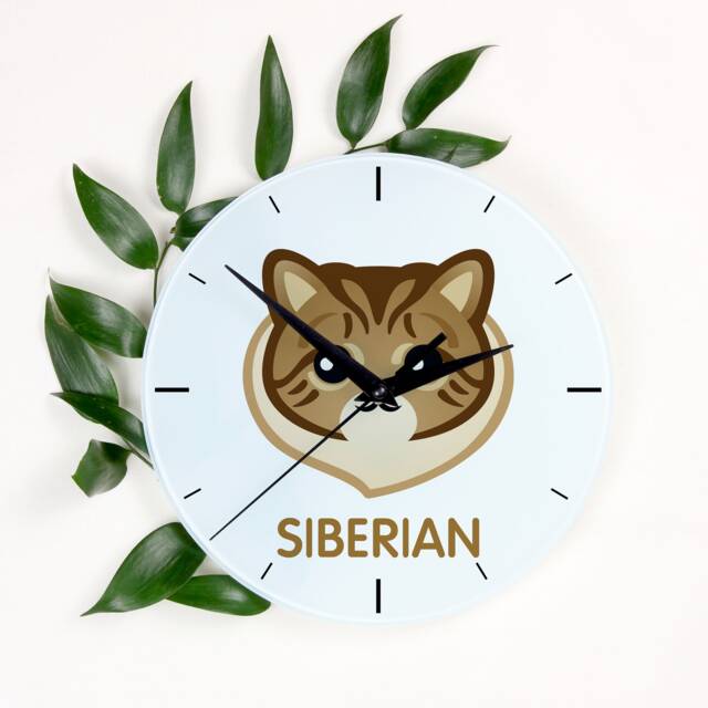 A Clock With A Siberian Cat. New Collection The Cute Art-Dog Cat - image 1