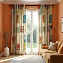 Geometric Pattern Curtains, Colorful Abstract Drapes, Modern Window Treatment, Custom Made Curtain Panels - thumbnail 1