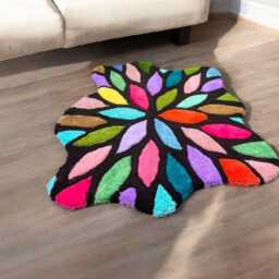 Living Room Rug, Colorful, Abstract, Modern Rug. Soft Bedside Hallway Christmas Gift, Handmade Wave - thumbnail 3