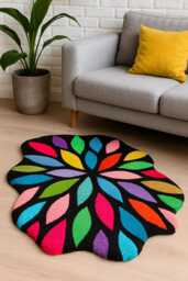 Living Room Rug, Colorful, Abstract, Modern Rug. Soft Bedside Hallway Christmas Gift, Handmade Wave