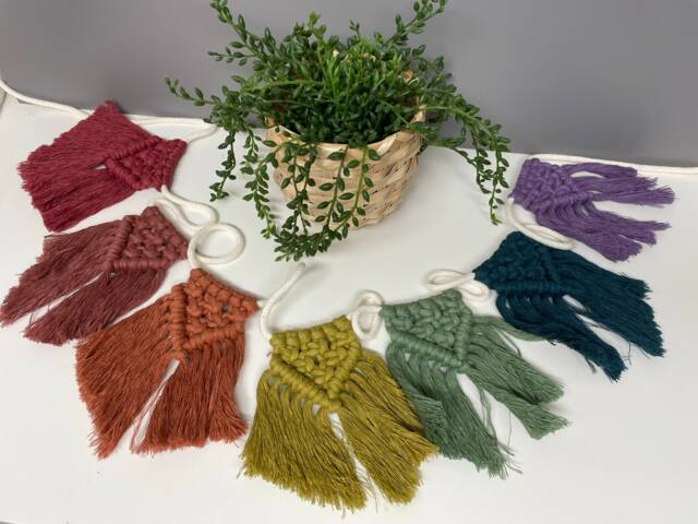 Macrame Bunting - Macrame Wall Hanging Rainbow Nursery Decor New Baby Gift Home Mother's Day - image 1
