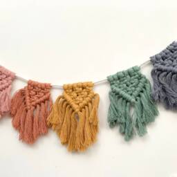 Macrame Bunting - Macrame Wall Hanging Rainbow Nursery Decor New Baby Gift Home Mother's Day - thumbnail 2