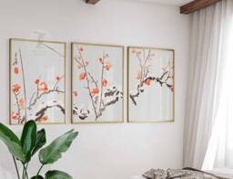 Japanese Set Of 3 Floral Posters, Art Prints, Katsushika Hokusai Wall Art, Ogata Korin Decor, Gift - thumbnail 1