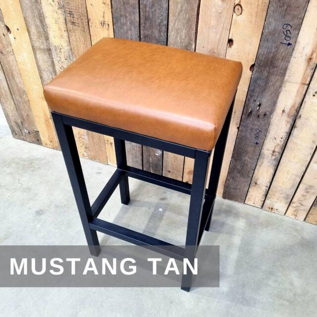 Genuine Leather Bar Stool With Steel Frame, Counter Height Kitchen Island Stool, Modern Barstools, Seat - Fp - image 1