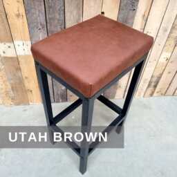 Genuine Leather Bar Stool With Steel Frame, Counter Height Kitchen Island Stool, Modern Barstools, Seat - Fp - thumbnail 2