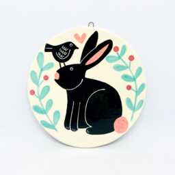 Handmade Ceramic Bunny & Bird Wall Hanging