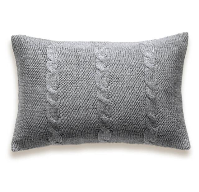 Decorative Cable Knit Pillow Cover in Grey 12 X 18 Inch Textured Wool Cotton - image 1