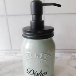 Glass Soap Dispensers in Sage Green & Black, Kitchen Accessories, Kilner Jars - thumbnail 3