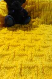 Vintage Design Handmade Hand Knitted Baby Blanket, Afghan Or Coverlet in Soft Acrylic Yarn Yellow Pink