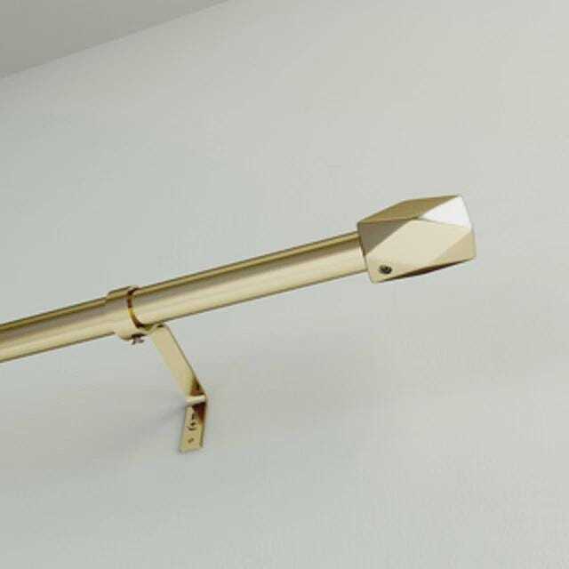 Extendable Gold Curtain Pole With Tetra Finials 16/19mm Metal Rod Set For Eyelet Curtains & Drapes - image 1
