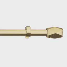 Extendable Gold Curtain Pole With Tetra Finials 16/19mm Metal Rod Set For Eyelet Curtains & Drapes - thumbnail 2