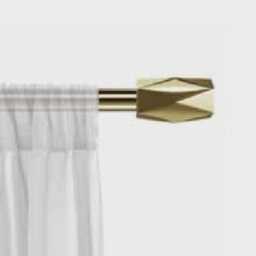 Extendable Gold Curtain Pole With Tetra Finials 16/19mm Metal Rod Set For Eyelet Curtains & Drapes - thumbnail 3