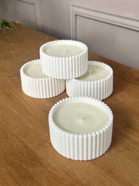 Ribbed Soy Wax Candle Jesmonite Stone Container - image 1
