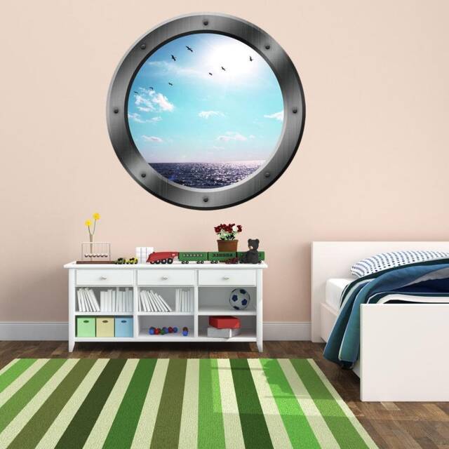 Ocean View Porthole Wall Decals Sea Graphics Peel & Stick Art Room Decor Po14 - image 1