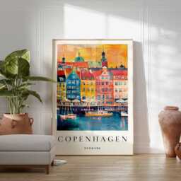 Copenhagen Nyhavn Art Print Colorful Denmark Travel Poster - thumbnail 2