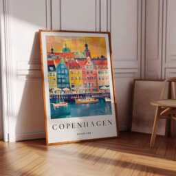 Copenhagen Nyhavn Art Print Colorful Denmark Travel Poster - thumbnail 3
