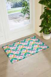 Elizabeth Olwen Petal Pink Dots Indoor Outdoor Doormat - Floral Entrance Rug Botanical Home Decor Housewarming Gift 90x60cm - thumbnail 1